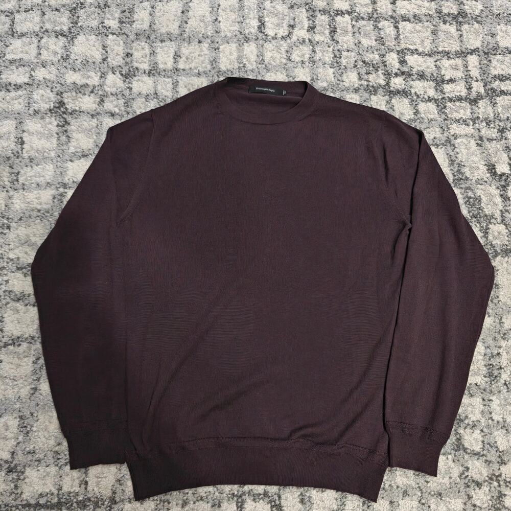 Ermenegildo Zegna Wool Cashmere Sweater Mens IT 48 US M Dark Purple Crewneck